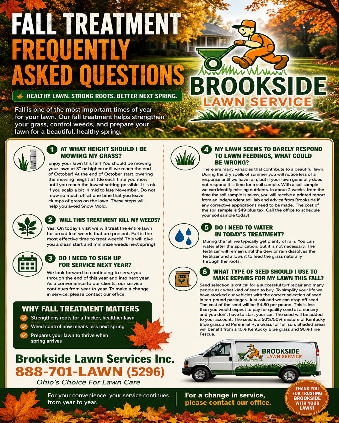 Fall Round 5 lawn treatment — Brookside Lawn Service fall fertilization