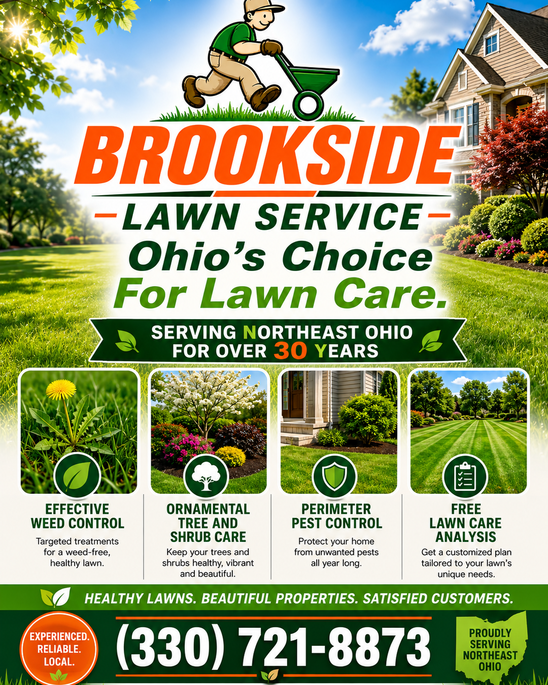 Ohio's Choice For Lawn Care — Brookside Lawn Service promotional flyer